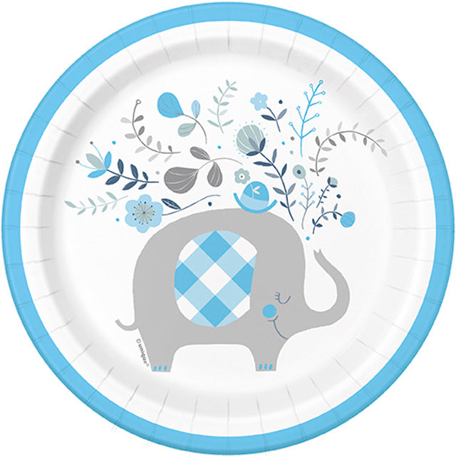 Blue Floral Elephant Plates Small