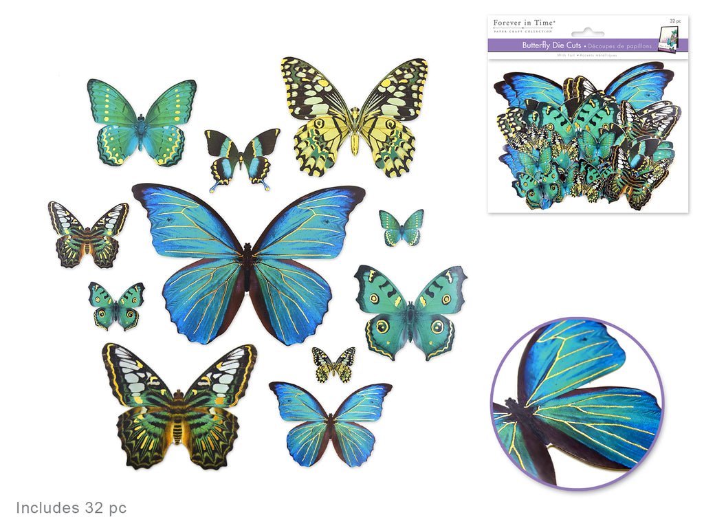 Multicraft Sticker Butterfly Die Cuts Blue 33pc