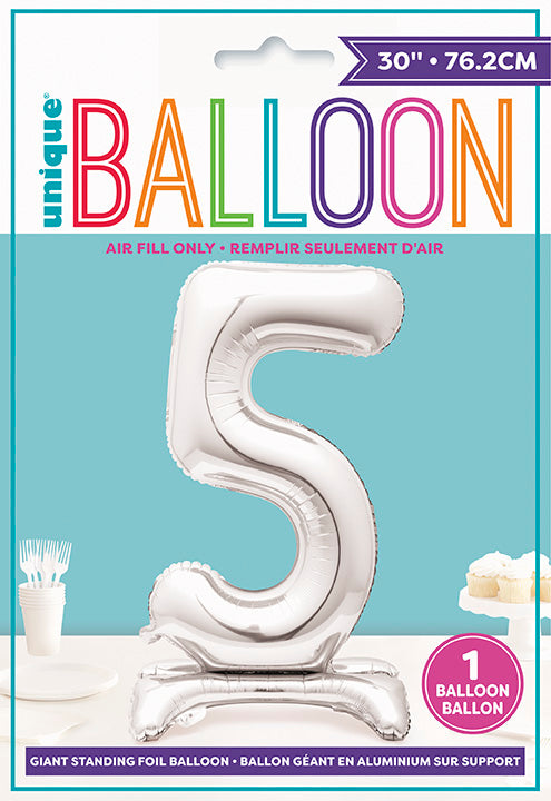 Large Silver Foil Balloon Number 5
