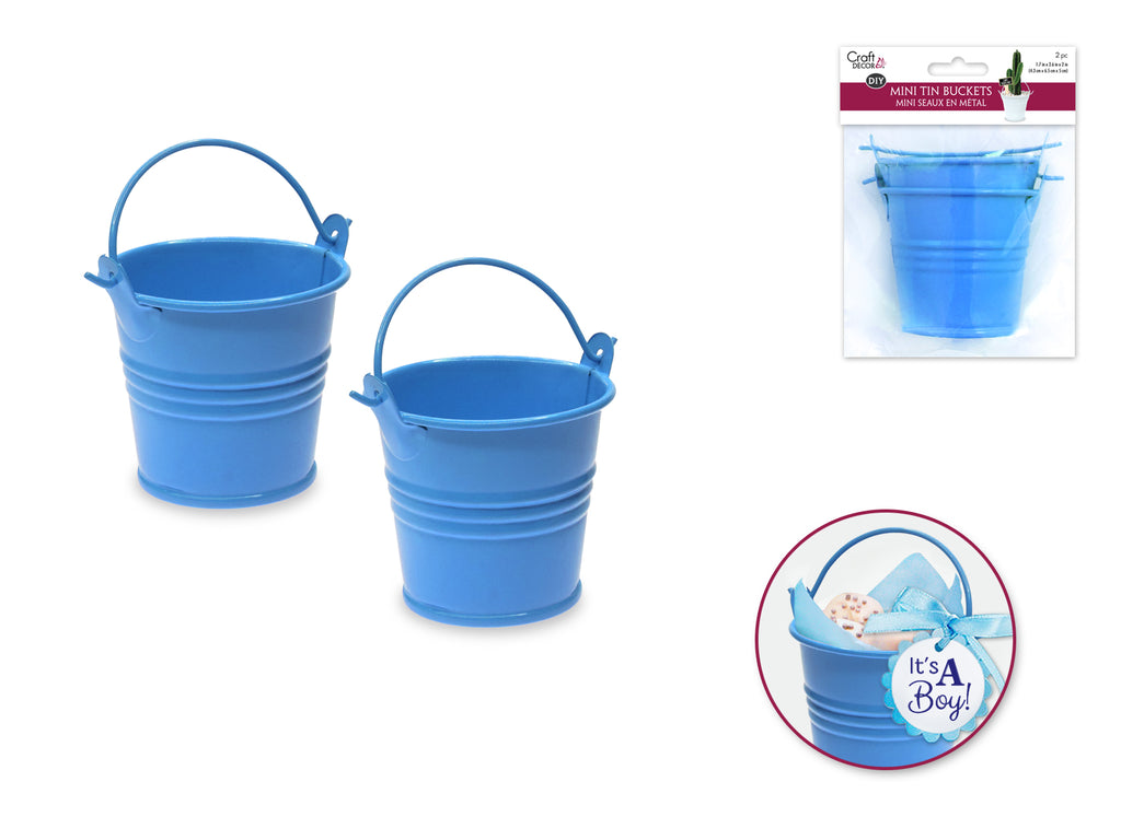 Craft Decor Blue DIY Mini Metal Buckets