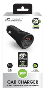 Black Usb And Usb C Car Charger