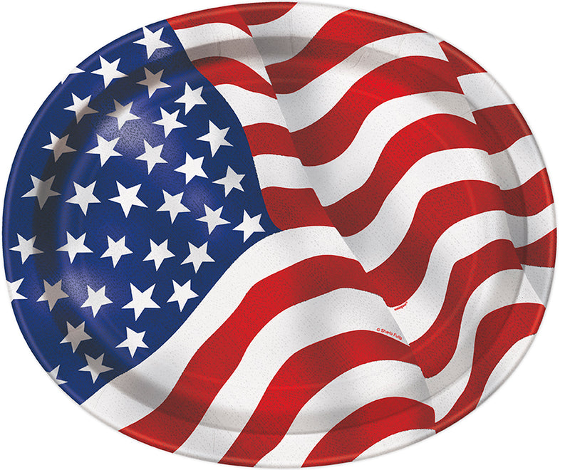 USA Flag Oval Plate
