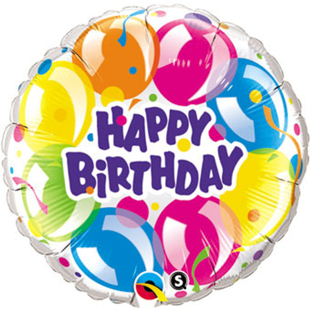 18"Q Happy Birthday Sparkling Balloons Pkg