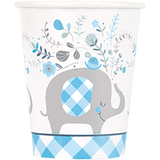 Blue Floral Elephant Paper Cups