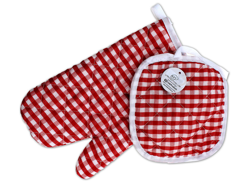 Gingham BBQ Grill Glove And Pot Holder