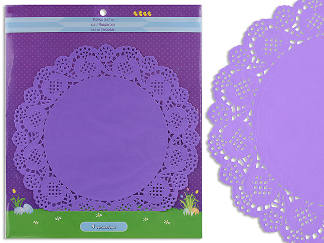 12ct 6.5in Solid Colour Paper Doilies. Polybag w/Backer Card.
