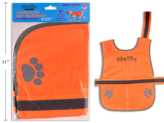 Waterproof Adjustable Reflective Harness - Medium. 20.5in Back Length. 31in Chest. Orange Only. Pbh.