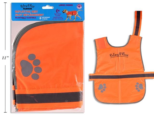Waterproof Adjustable Reflective Harness - Large. 25in Back Length. 37.6in Chest. Orange Only. Pbh.