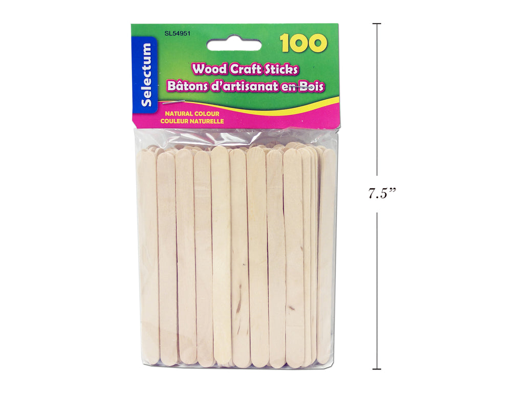 Wood Craft Sticks Natural 100 Pack