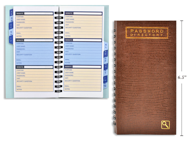 Password Directory Notebook With Crocodile Cover
