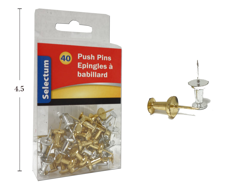 Gold And Silver Push Pins 40 Pack
