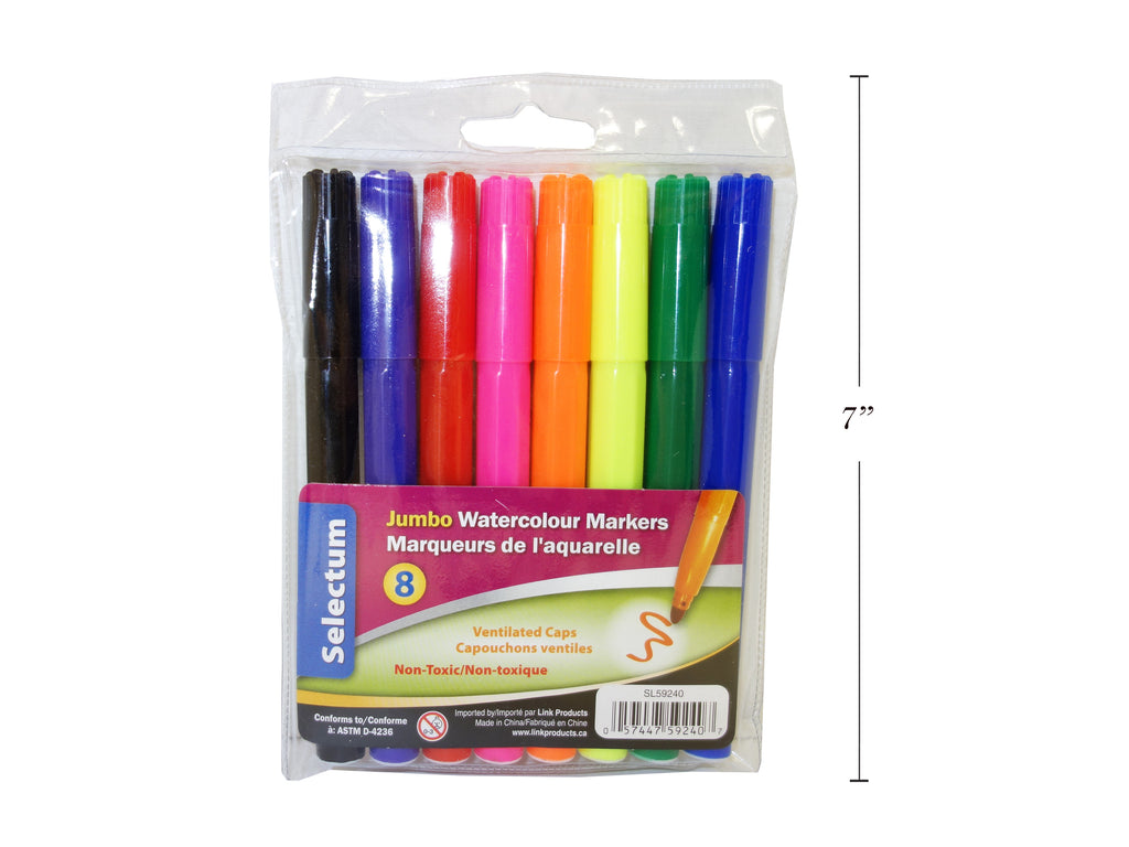 48 Wholesale Jumbo Water Color Marker 8 Ct. in a window box (2 inners of  24) - at 