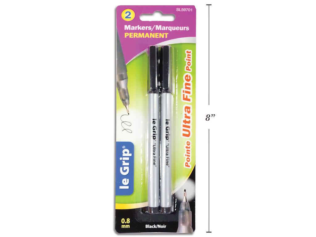 Ultra Fine Permanent Black Markers 2 Pack