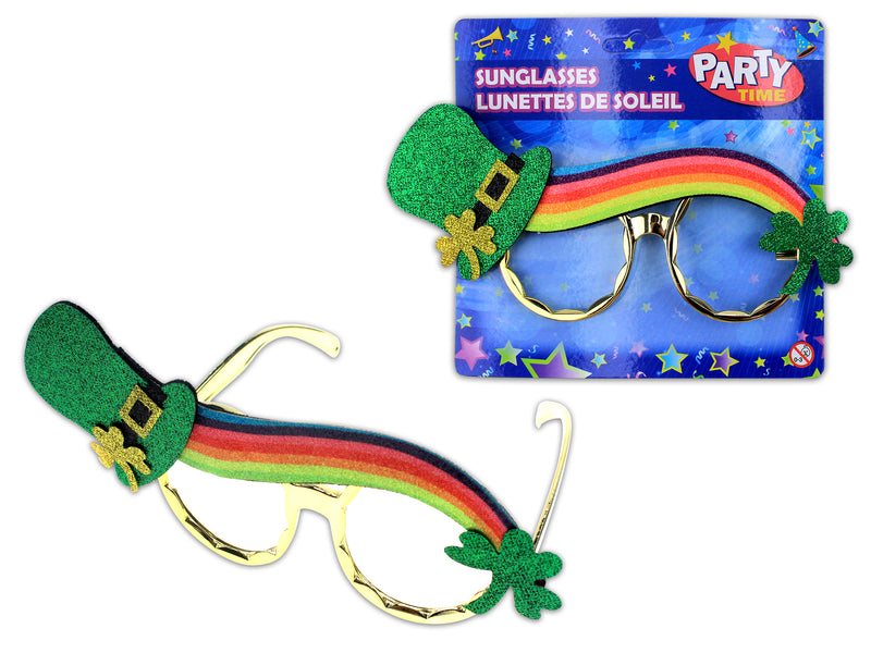 St Patricks Glitter Leprechaun Hat Rainbow Glasses