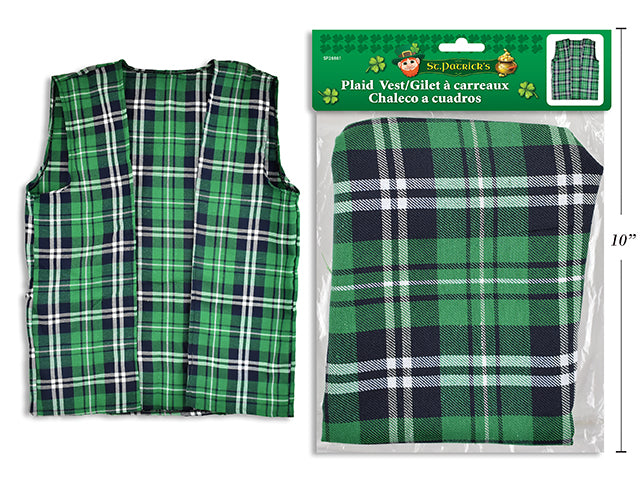 St Patricks Day Green Plaid Vest