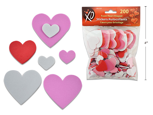 Valentines EVA Foam Heart Shape Stickers 200 Stickers