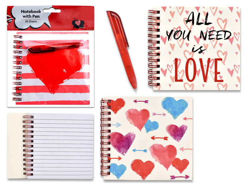 Valentine Spiral Notebook With Pen