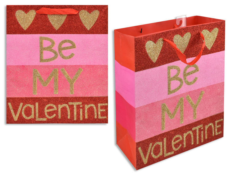 Matte Full Glitter Be My Valentine Gift Bag Medium