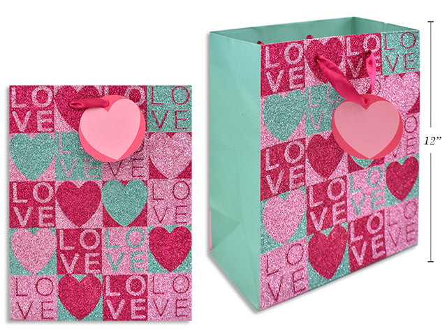 Valentine Matte Full Glitter Gift Bag Medium