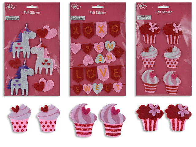 Valentines Printed Felt Stickers