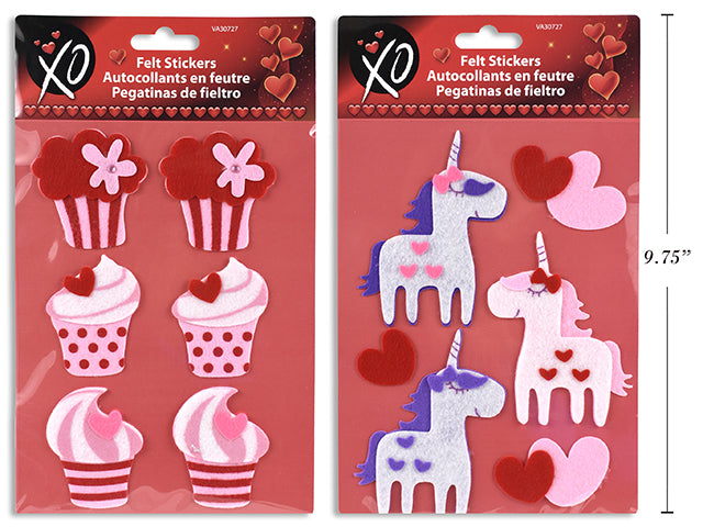 Valentines Printed Felt Stickers