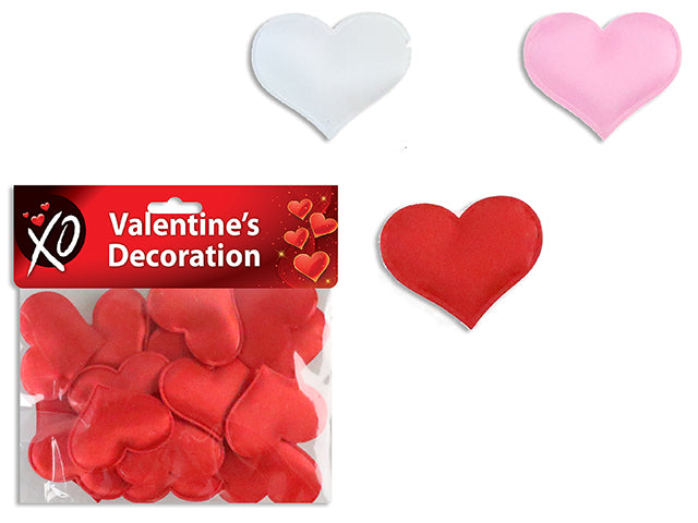 20pk 1.25in Fabric Heart Table Scatter. 3 Cols: Red / White / Pink. Pbh.