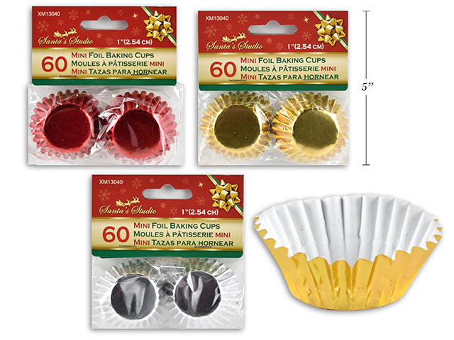 Christmas Mini Foil Baking Cups 60 Pack