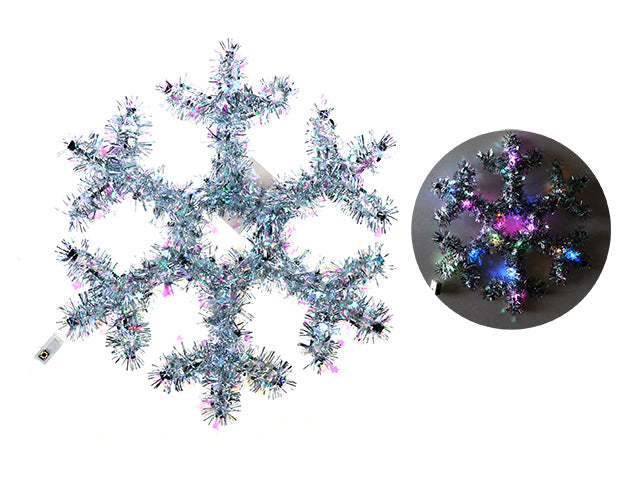 Christmas Battery Operated LED Iridescent Star Tinsel Snowflake