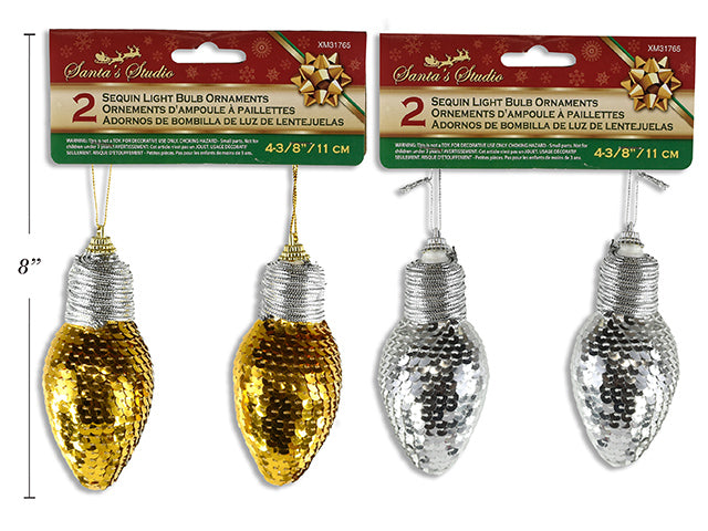 Christmas Sequin Light Bulb Ornament