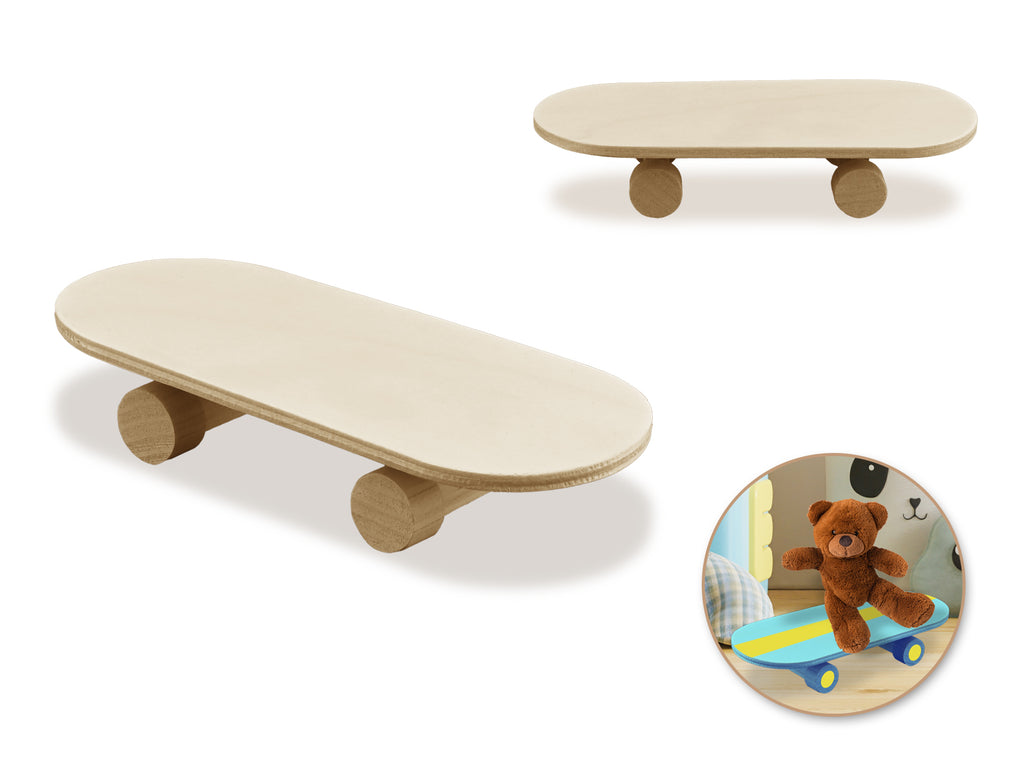 Wood Craft Skateboard With Moving Wheels