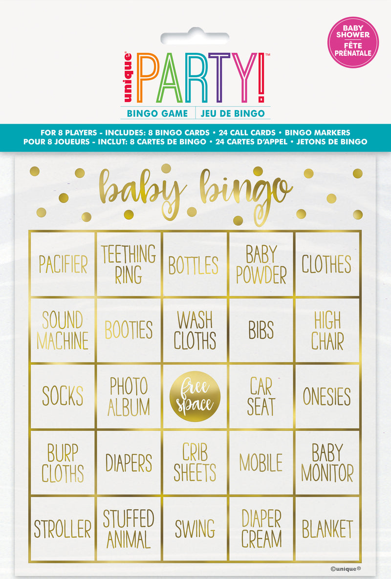 Oh Baby Gold Baby Shower Foil Bingo Game