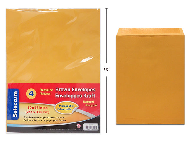 Peel And Seal Kraft Envelopes 4 Pack