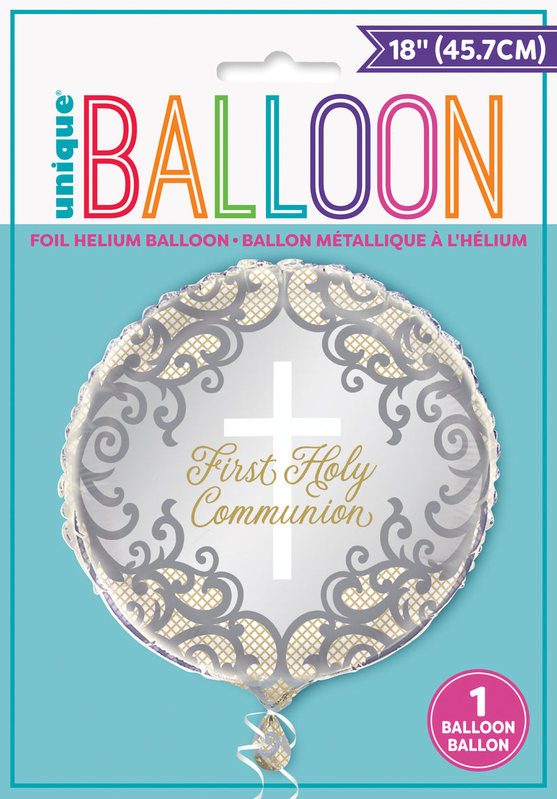 Fancy Gold Cross First Holy Communion Foil Balloon
