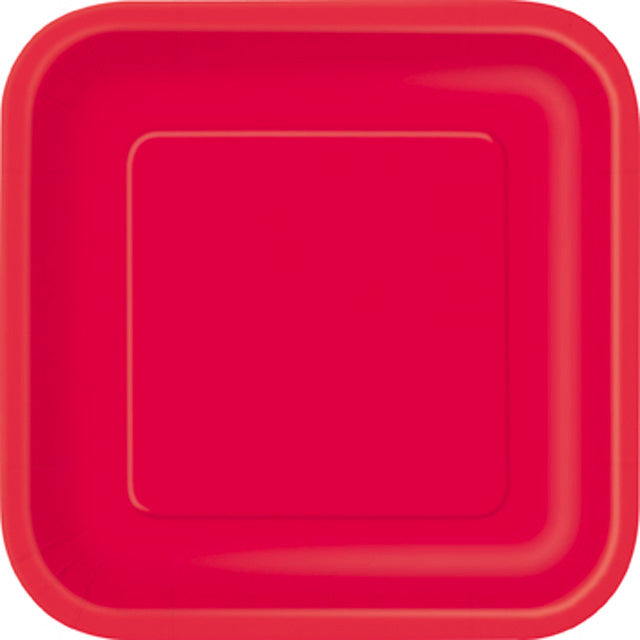 Ruby Red Square Plates Large