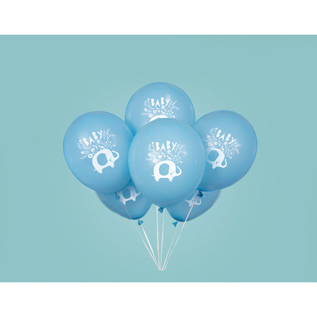 Blue Floral Elephant Printed Latex Balloons