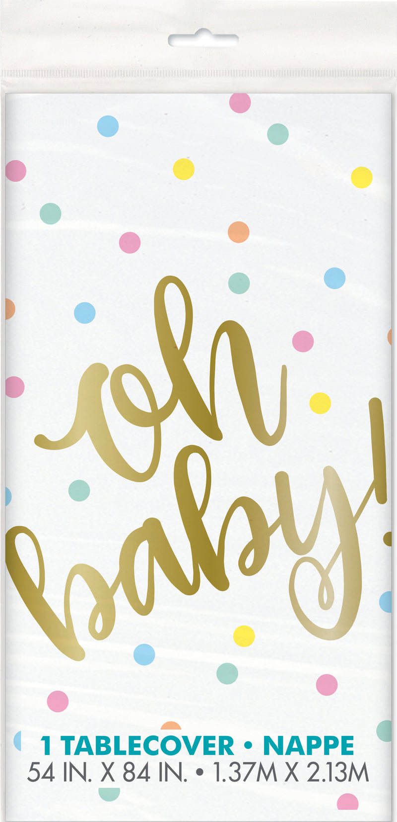 Oh Baby Gold Baby Shower Plastic Table Cover