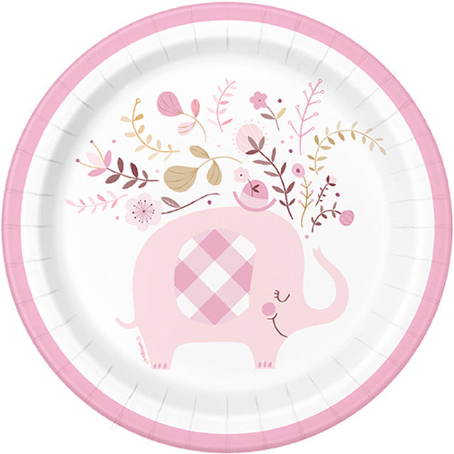 Pink Floral Elephant Plates Small