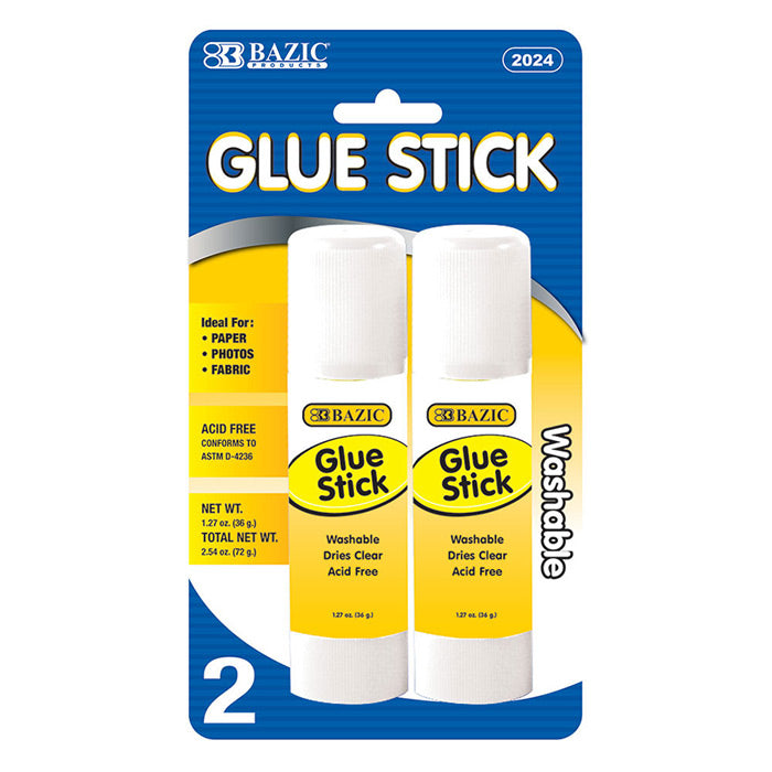 Bazic Large Washable Purple Glue Stick 2 Pack