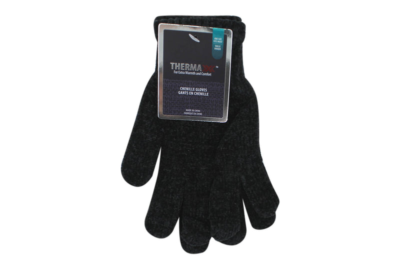 Chenille Black Gloves