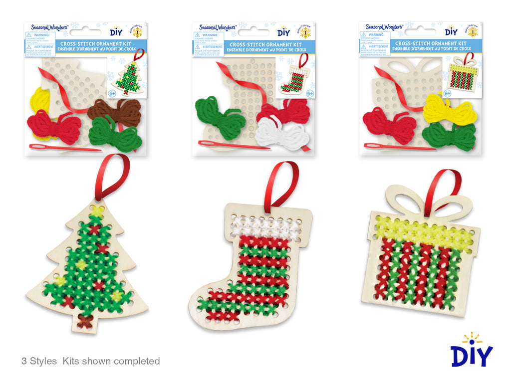Seasonal Wonders DIY Wooden Cross Stitch Ornament Kit