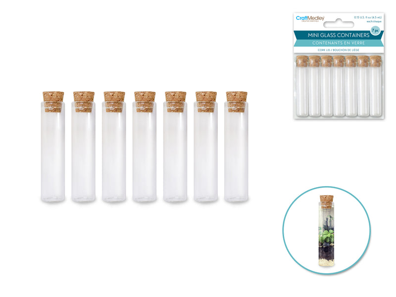 Glass Vials Mini With Cork Lid 7 Pack