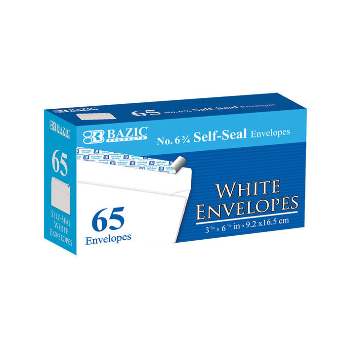 Bazic Self Seal White Envelope 65 Pack