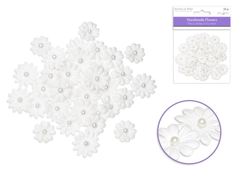 White Handmade Paper Floral Embellishments