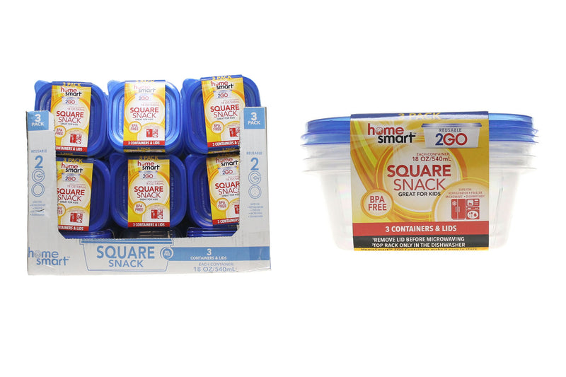 Square Plastic Container 3 Pack