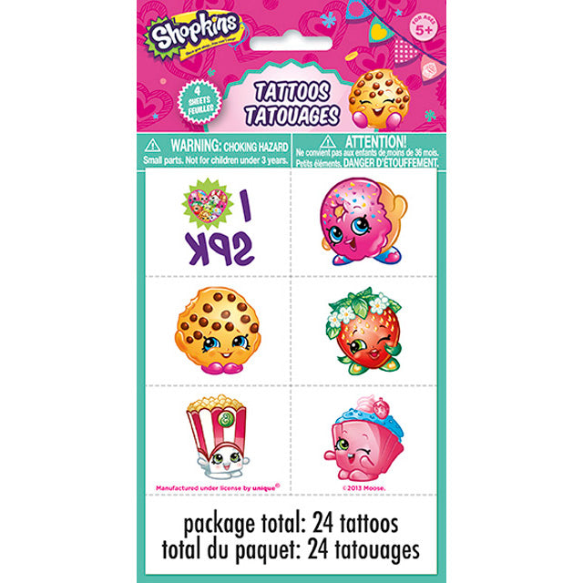 Shopkins Tattoo Sheet