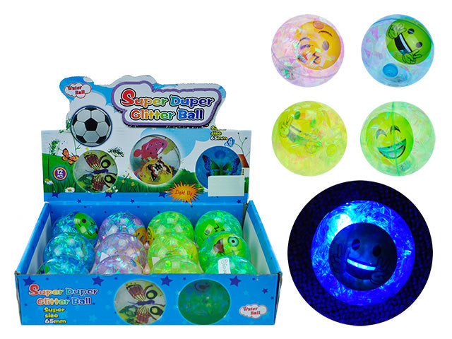 65Mm Led Emoji Iridescent Hi-Bounce Water Ball . 4 Asst.Styles.