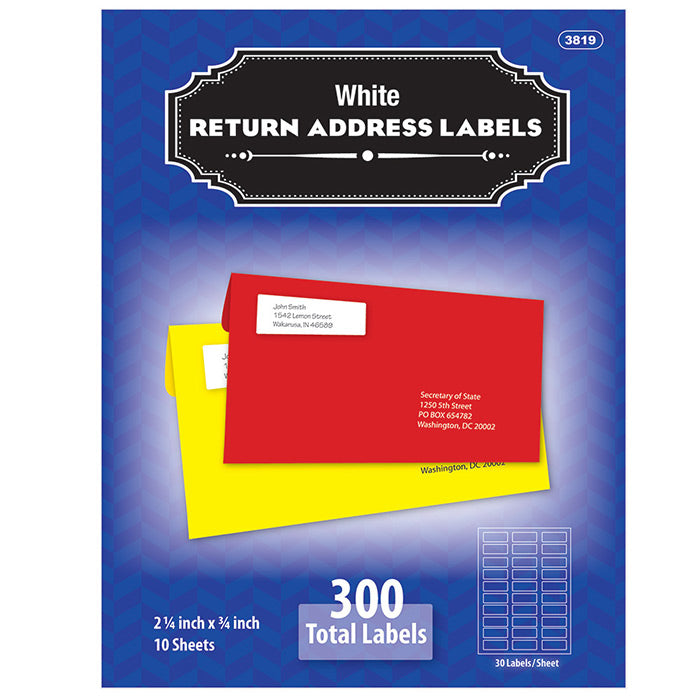 Bazic White Return Address Labels 300 Labels