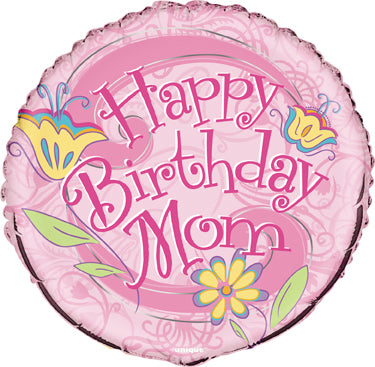 18" Pkg Floral B-Day Foil Balloon