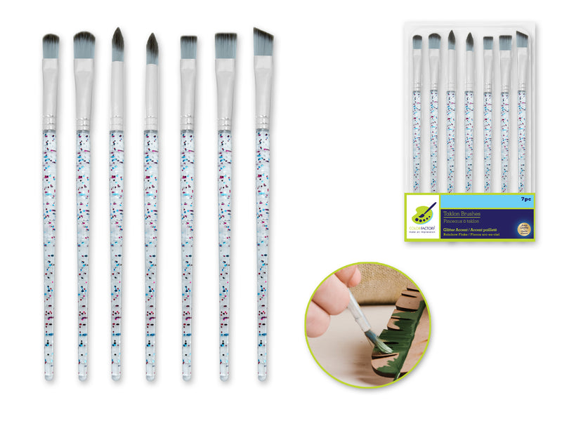 Artist Brush Set: Taklon Glitter Accent Series x7 Clear PS Handle