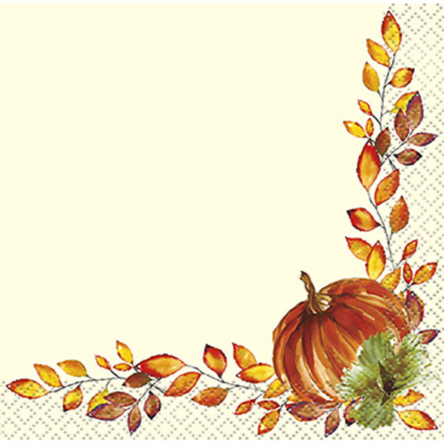 Watercolor Fall Pumpkin Beverage Napkins